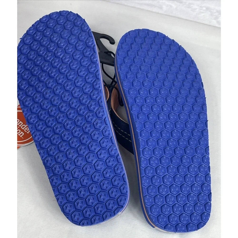 Wonder Nation Palm Tree Design Flip Flops Unisex Boys Girls Blue Size 6 NEW